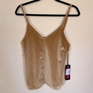 NWT - Rock & Roll Denim - Gold velvet cami with buttons